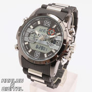 アナデジ デジアナ HPFS9507-BKBK アナログ&デジタル クロノグラフ ダイバーズウォッチ風メンズ腕時計