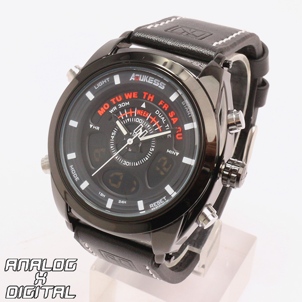 アナデジ デジアナ HPFS1819-BKBK アナログ&デジタル クロノグラフ ダイバーズウォッチ風メンズ腕時計
