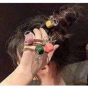 韓国風  ヘアメイク まとめ髪 ストライプヘアゴム リングゴム ヘアアクセサリー