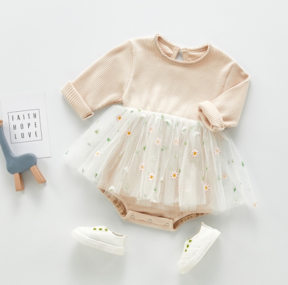 韓国 ベビー服 ロンパース 赤ちゃん服 ベビードレス可愛い 子供服 赤ちゃんワンピース 長袖 チュール 春 アパレル 個人事業主 青井屋 問屋 仕入れ 卸 卸売の専門 仕入れならnetsea