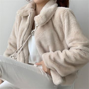 素敵な商品 韓国ファッション 毛皮 コート スリム ジッパー 冬 厚手 暖かさ カーディガン
