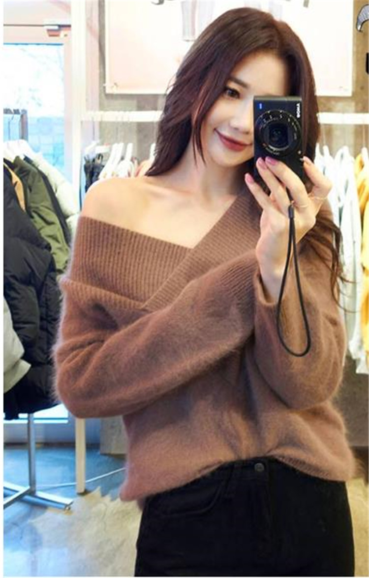 ニット 女性 短いスタイル 暖かい 百掛け おしゃれな 深いＶネック セーター