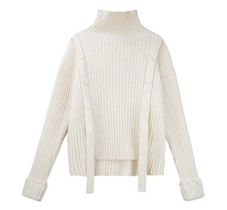 韓国ファッション 冬 新品 デザインセンス ウェビング タートルネック セーター イレギュラー 選べる5色