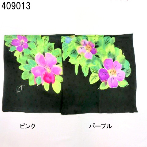 【スカーフ】【日本製】正絹14匁格子ジャガード手描きロウケツ染日本製四角スカーフ