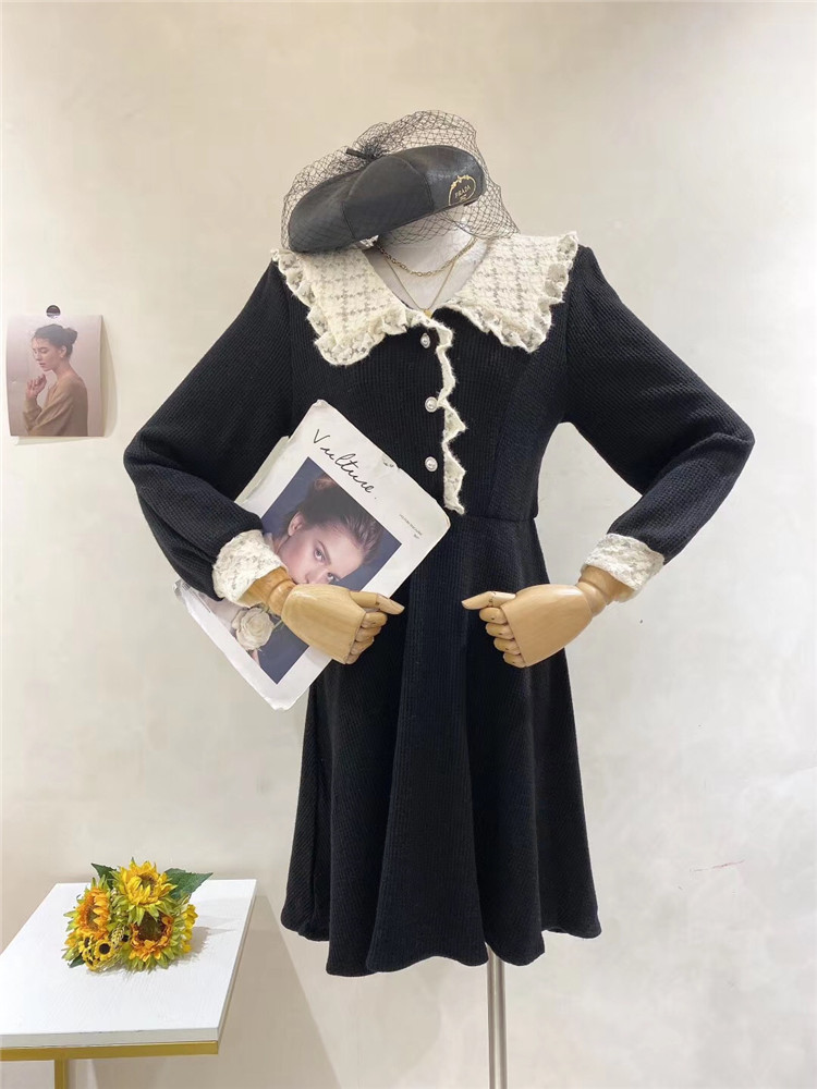 大人女子の普段着コーデに使え 2021 新品 韓版 人形の襟 長袖 スリム ワンビース 選べる2色 高品質 気質