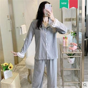 韓国ファッション パジャマコットン カーディガン ゆったりする ホームウェア 長袖 セット