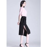 季節の単品 韓国ファッション スプリット バンディング スカート ミニスカート ハイウエスト ライン