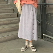 韓国ファッション 無地 ブレスト カジュアル 百掛け ファッション 快適である ロングスカート