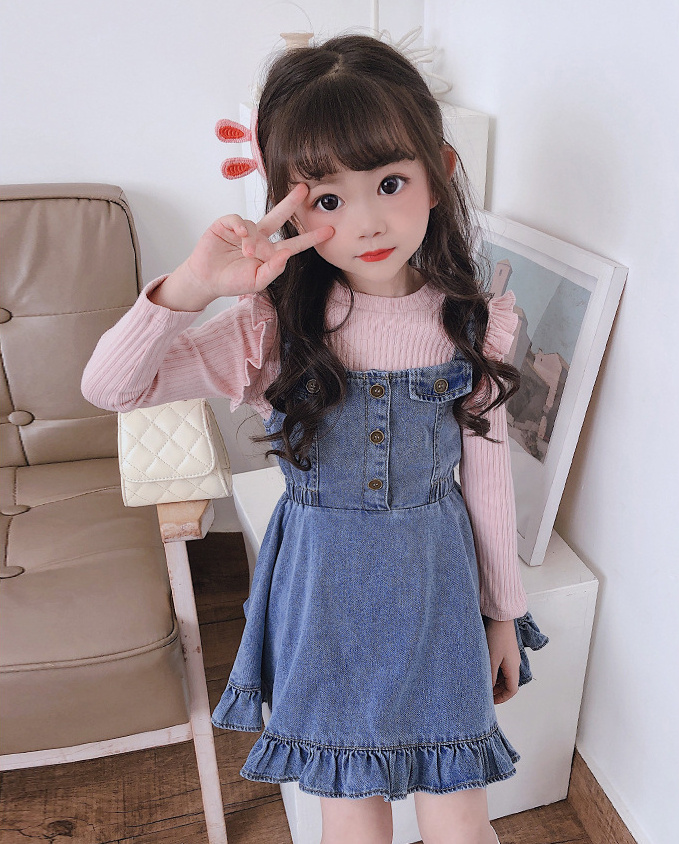 女の子 デニム サスペンダースカート 赤ちゃん ワンピース 春服 新作 子供服 キャミワンピース 韓国子供服 アパレル 香山 株式会社 問屋 仕入れ 卸 卸売の専門 仕入れならnetsea
