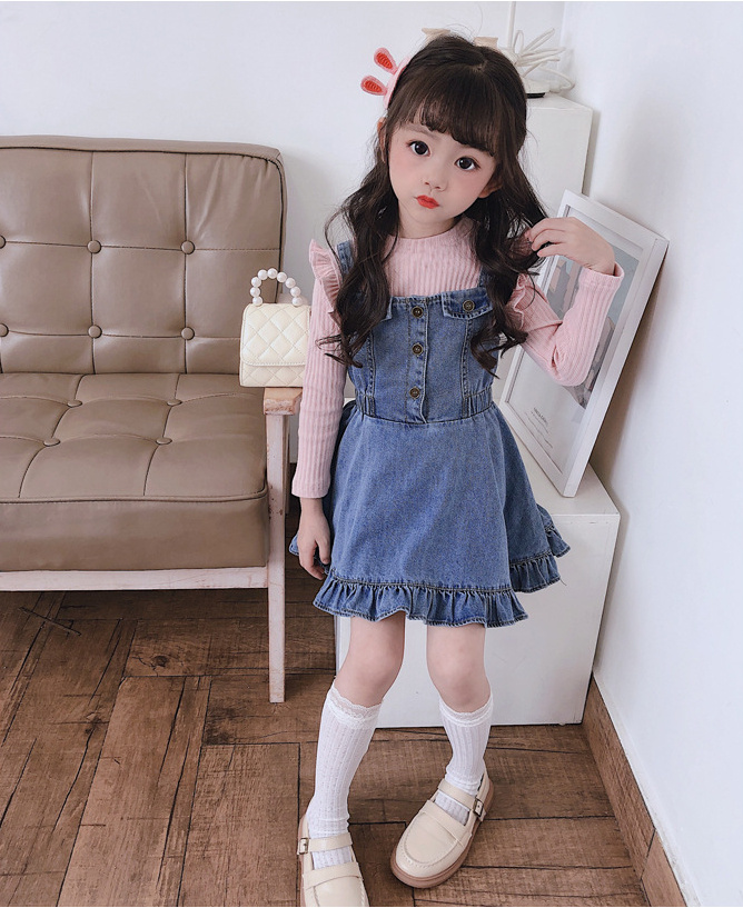 女の子 デニム サスペンダースカート 赤ちゃん ワンピース 春服 新作 子供服 キャミワンピース 韓国子供服 アパレル 香山 株式会社 問屋 仕入れ 卸 卸売の専門 仕入れならnetsea