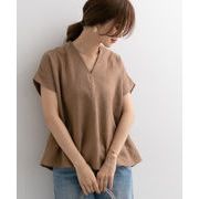 夏 Vネック ショットタイプ 上着 シンプル 無地 Tシャツ レディース 韓国ファッション トップス