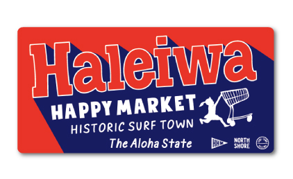 ハレイワハッピーマーケット ステッカー スクエア Haleiwa レッド HHM058 おしゃれ ハワイ