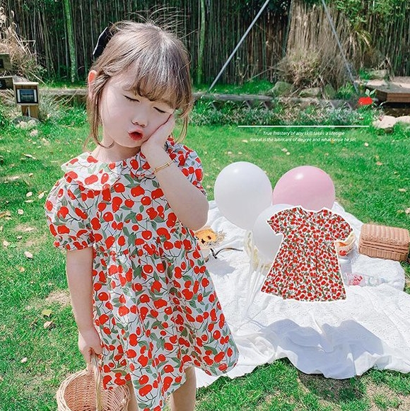 2021新作 子供服 ワンピース キッズ 女の子 春夏 半袖 花柄ワンピース 韓国子ども服 ジュニア 子供ドレス