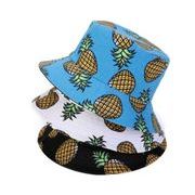 夏　 帽子　UVカット　 日よけ防止　つば広　折りたたみ　パイナップル　可愛い　56-58cm