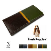 全3色　Hush Puppies ハッシュパピー リアルレザー トリコロールカラー かぶせ 長財布