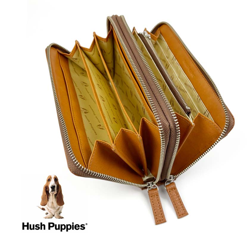 ハッシュパピー リアルレザー ダブル ラウンドファスナー 長財布 全6色 Hush Puppies ハッシュパピー リアルレザー ダブル