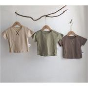 夏 韓国 子供服 簡単で綿 半袖 Tシャツ 丸首半袖 80cm-120cm