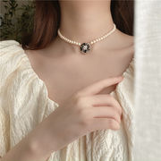 韓国ファッション　お花パールネックレス　アクセサリー