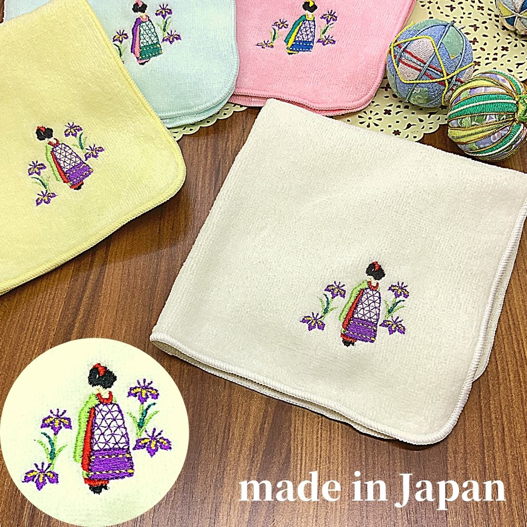 絶妙なデザイン 舞妓さん 桜 刺繍入り タオルハンカチ realcoffeebagco.com