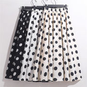 夏 シフォン プリント ビッグポルカドット スカート sweet系 A字型 大きい裾 ハイウエスト 傘スカート