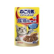 ［ユニ・チャーム］ねこ元気 総合栄養食 パウチ成猫用(1歳から）まぐろ入りかつお 60g