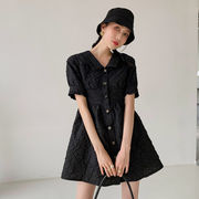 減齢 大人の拘りデザイン スカート パフスリーブ ワンピース ロングシャツ レディース 韓国ファッション