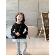 品質自信あり 韓国ファッション ガールズ 白黒 縫付 長袖 人形のシャツ 子供服 デザインセンス トップス