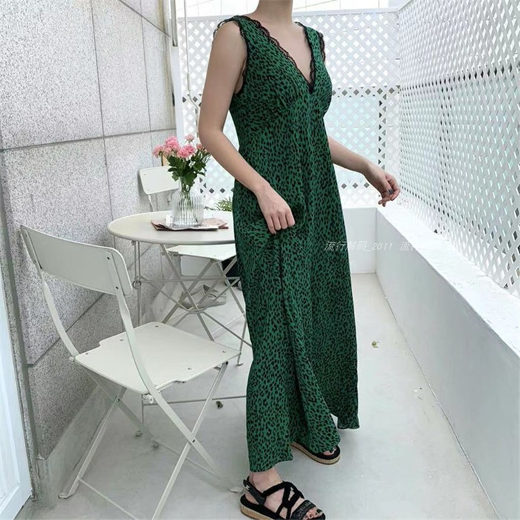 ワンピース 女性 レトロ 気質 レオパード柄 ロングスカート カジュアル 夏 韓国版 縫付