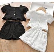 【2点セット】新作 子供服  ベビー服  アパレル   半袖  シャツ+ショットパンツ    女の子
