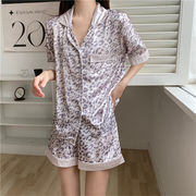 良かったです 韓国ファッション パジャマ ヒョウ柄 ルームウェア セット 怠惰な風 半袖