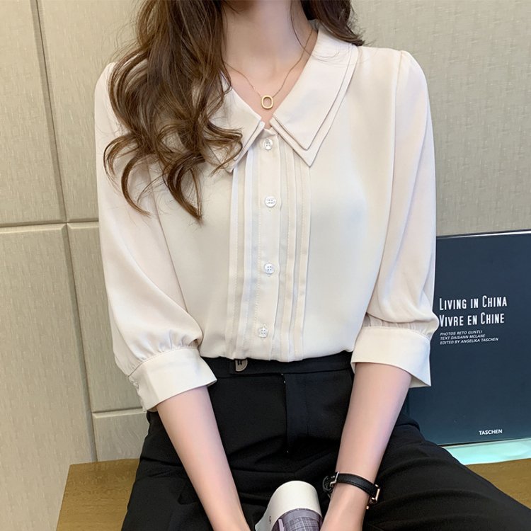 ブラウス レディース オシャレブラウス シャツ 春夏 半袖ブラウス 前開き 韓国風 通勤 アパレル 個人事業主 グッズワン 問屋 仕入れ 卸 卸売の専門 仕入れならnetsea