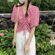体型カバーと可愛いを両立 半袖 シャツ 女性 夏 薄い デザインセンス 花柄