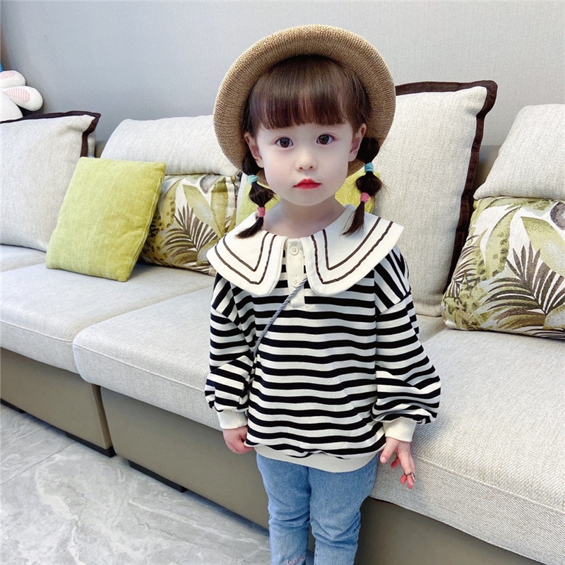 韓国風子供服 韓国ファッション 可愛い 女の子用セーター ストライプ長袖 ボーダーカラー Www Watsons Biz Id