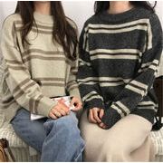 Fashions 限定発売 ミニマリスト ボーダー 韓国 怠惰な風 セーター 女性 秋 冬 ゆったりす