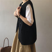 韓国ファッション ニュートラルウィンド 気質 Vネック ゆったりする 袖なし コート