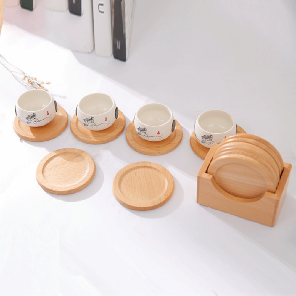 コーヒーコースター 木製 ウッドコースター セット 欧風 雑貨 キッチン インテリア カフェ