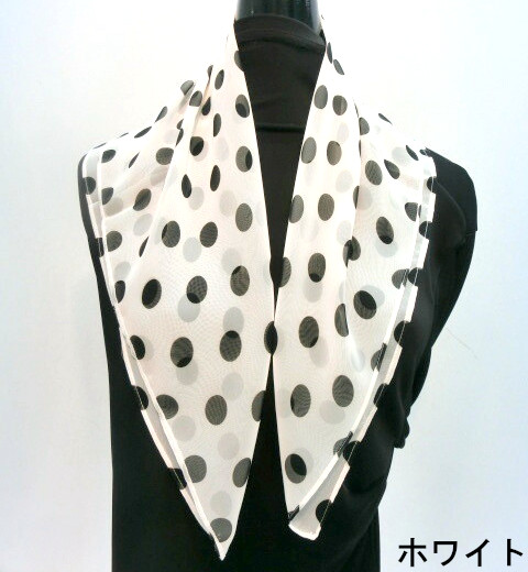 【スカーフ】日本製ポリエステル小判小水玉・カラードット柄プリントスカーフ
