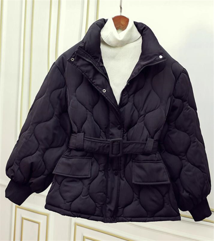 韓国ファッション 2021 冬 学生 ゆったりする パンの服 綿の服 腰を括る 気質 短いスタイル トレンド