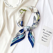 スカーフシルクタッチ大判正方形花柄アニマル柄薄手柔らかいベルト飾り　韓国風　アクセサリー