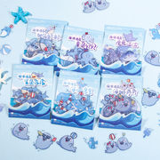 塩系文具 PETシール貼紙 手帳素材 封口貼 可愛い 海洋生物 鯨海豚サメ 章魚 珊瑚 30枚入
