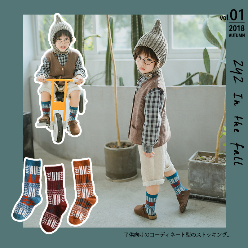 【KID】韓国風子供服 男女兼用　ソックス　ins　ファッション ストライプ　靴下　通気