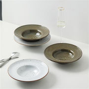 韓国ファッション 手作り 粗い陶器 ディナープレート 家庭用 皿皿 レトロ 食器 フルーツプレート 洋食皿