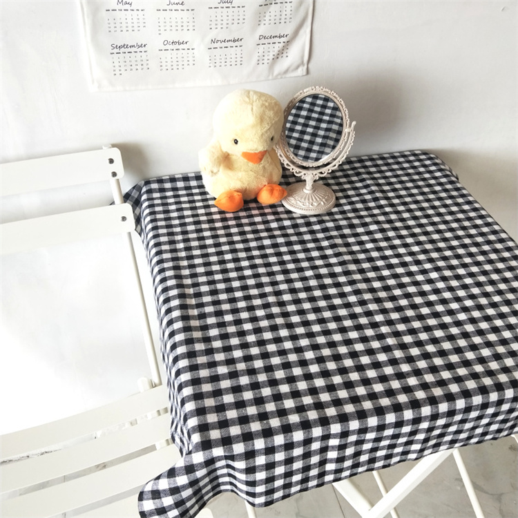 テーブルクロス コットン リネン 布芸 格子縞 小さい新鮮な ベッドサイドクロス テーブルマット 装飾