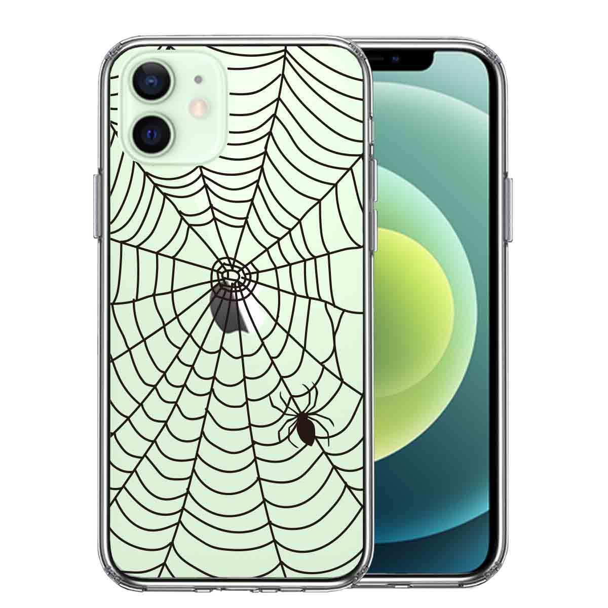 iPhone12mini 側面ソフト 背面ハード ハイブリッド クリア ケース スパイダー 蜘蛛 クモ