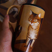 【話題の注目アイテム】韓国ファッション 可愛い猫 セラミックふた付きウォーターカップ 大容量