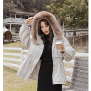 【季節にピッタリ！】韓国ファッション 2021 新品 冬 中・長セクション 裏起毛 フード付き 綿の服 コート
