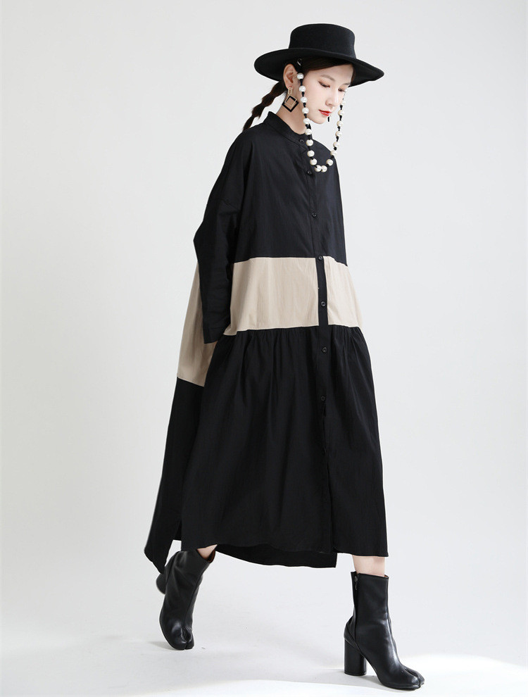 限定販売 2021年初秋 気質 ワンピース デザインセンス リネン コットン 縫付 大きい裾 長袖