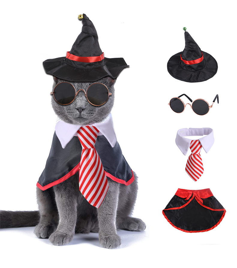 ペット服 犬服 犬服 ハロウィン かわいい 面白い コスプレ 変装ペット用品 眼鏡 マント 帽子 ネクタイ