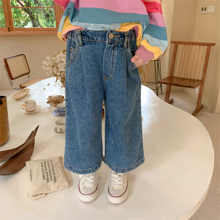韓国ファッション 2021 秋 洋風 女の子 ワイドパンツ 女の赤ちゃん ストレート ジーンズ 子供服