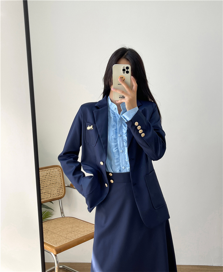 華やかな印象に&#8252;韓国ファッション 2021 秋 学院風 セット スーツ コート+ハイウエスト スカート